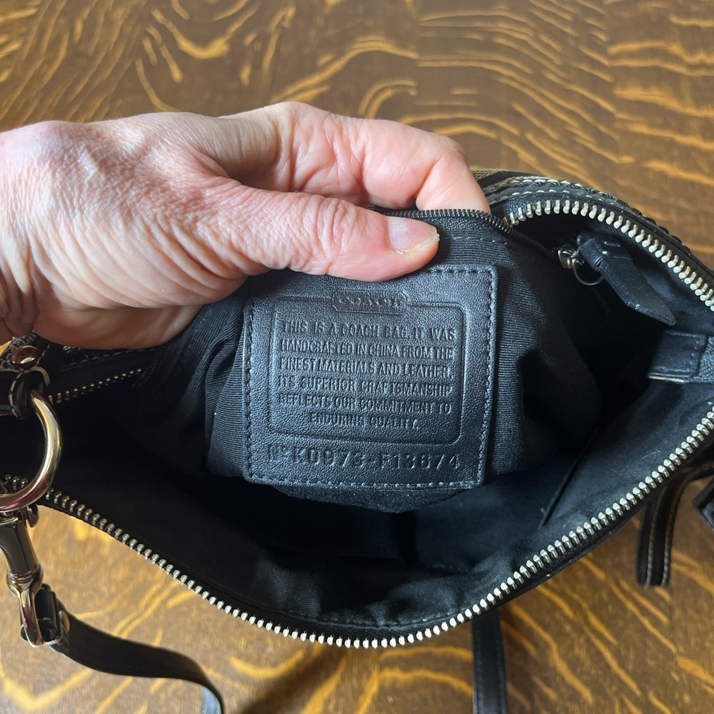 Coach Signature C Black and Gray with Black stripe Convertible Shoulder Bag - Picture 8 of 13